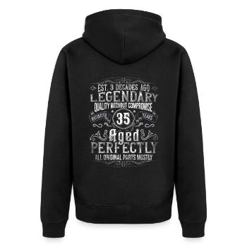 Legendär 35 Jahre alt Geschenk zum 35. Geburtstag - Unisex Premium Bio Zip Hoodie - Schwarz - Hinten - Nico (187cm)