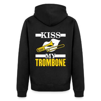 Kiss My Trombone Player Musician Trombonist - Unisex Premium Organic Zip Hoodie - black - Back - Nico (187cm)
