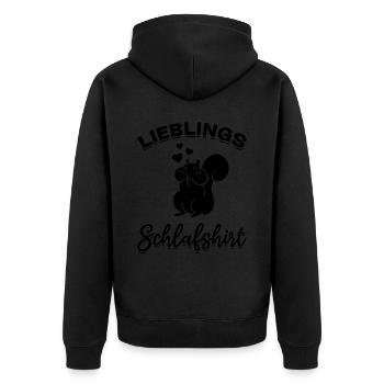 Lieblings-Schlafshirt Eichhörnchenhemd - Unisex Premium Bio Zip Hoodie - Schwarz - Hinten - Nico (187cm)