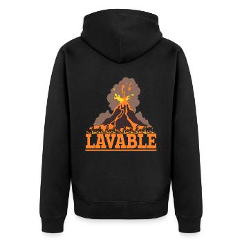 Lavable Geologie Vulkanologie Vulkanliebhaber Lava - Unisex Premium Bio Zip Hoodie - Schwarz - Hinten - Nico (187cm)