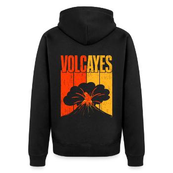Vulcayes Geologie Vulkanologie Vulkanliebhaber Lav - Unisex Premium Bio Zip Hoodie - Schwarz - Hinten - Nico (187cm)