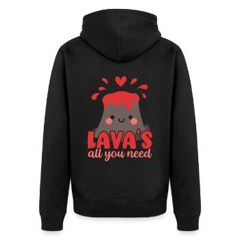 Lava ist alles was du brauchst Geologie Vulkanolog - Unisex Premium Bio Zip Hoodie - Schwarz - Hinten - Nico (187cm)
