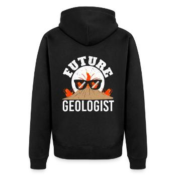 Zukünftiger Geologe Geologie Vulkanologie Vulkan L - Unisex Premium Bio Zip Hoodie - Schwarz - Hinten - Nico (187cm)