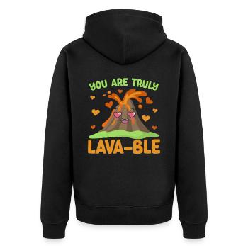 Du bist wahrhaftig liebenswert Geologie Vulkanolog - Unisex Premium Bio Zip Hoodie - Schwarz - Hinten - Nico (187cm)