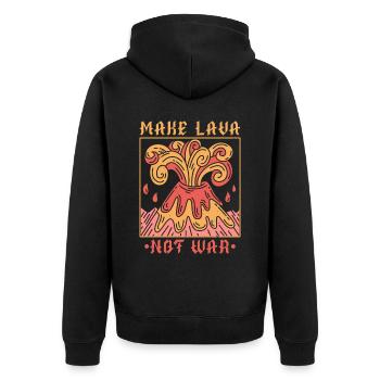 Macht Lava nicht Krieg Geologie Vulkanologie Vulka - Unisex Premium Bio Zip Hoodie - Schwarz - Hinten - Nico (187cm)