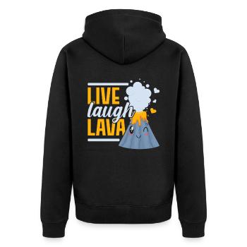 Leben Lachen Lava Geologie Vulkanologie Vulkan Lov - Unisex Premium Bio Zip Hoodie - Schwarz - Hinten - Nico (187cm)