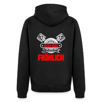 Handwerker Schrauber KFZ-Mechaniker Geschenk - Unisex Premium Bio Zip Hoodie - Schwarz - Hinten - Nico (187cm)