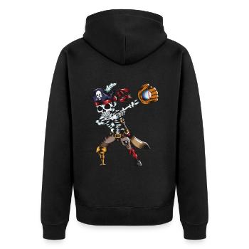 Halloween Baseball Glove Skeleton Pirate Dab - Unisex Premium Organic Zip Hoodie - black - Back - Nico (187cm)