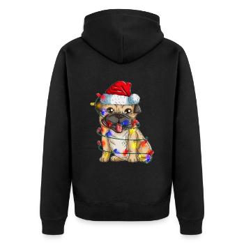 Proud Pug Mom Dogs Gangster Dog Mom Dog Dog - Unisex Premium Organic Zip Hoodie - black - Back - Nico (187cm)