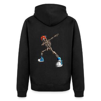 Squelette avec casquette Chapeau de baseball Chapeau Drôle Halloween - Veste à capuche bio Premium Unisexe - noir - Dos - Nico (187cm)