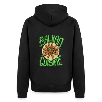 Cuisine balkanique Balkan Peppers Plat Nourriture - Veste à capuche bio Premium Unisexe - noir - Dos - Nico (187cm)