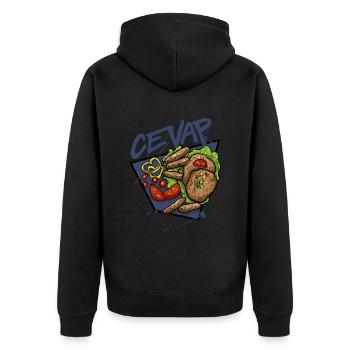 Cevap Serbian Grill Sausages Cevapi - Unisex Premium Bio Zip Hoodie - Schwarz - Hinten - Nico (187cm)