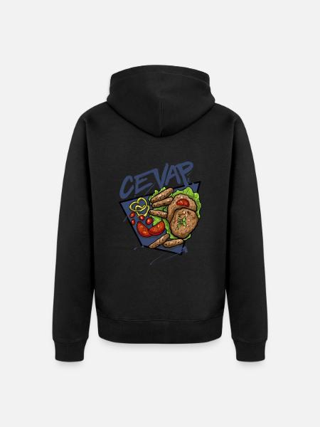 Cevap Saucisses Grillées Serbes Cevapi - Veste à capuche bio Premium Unisexe - noir
