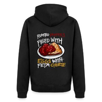 Roasted Peppers Filled Eggs Feta Cheese - Unisex Premium Organic Zip Hoodie - black - Back - Nico (187cm)