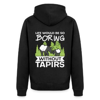 Das Leben wäre so langweilig ohne Tapire Tier - Unisex Premium Bio Zip Hoodie - Schwarz - Hinten - Nico (187cm)