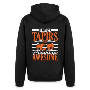 Weil Tapire verdammt geile Tiere sind - Unisex Premium Bio Zip Hoodie - Schwarz - Hinten - Nico (187cm)