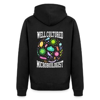Gut kultivierter Mikrobiologe Wissenschaft Mikrobiologie - Unisex Premium Bio Zip Hoodie - Schwarz - Hinten - Nico (187cm)