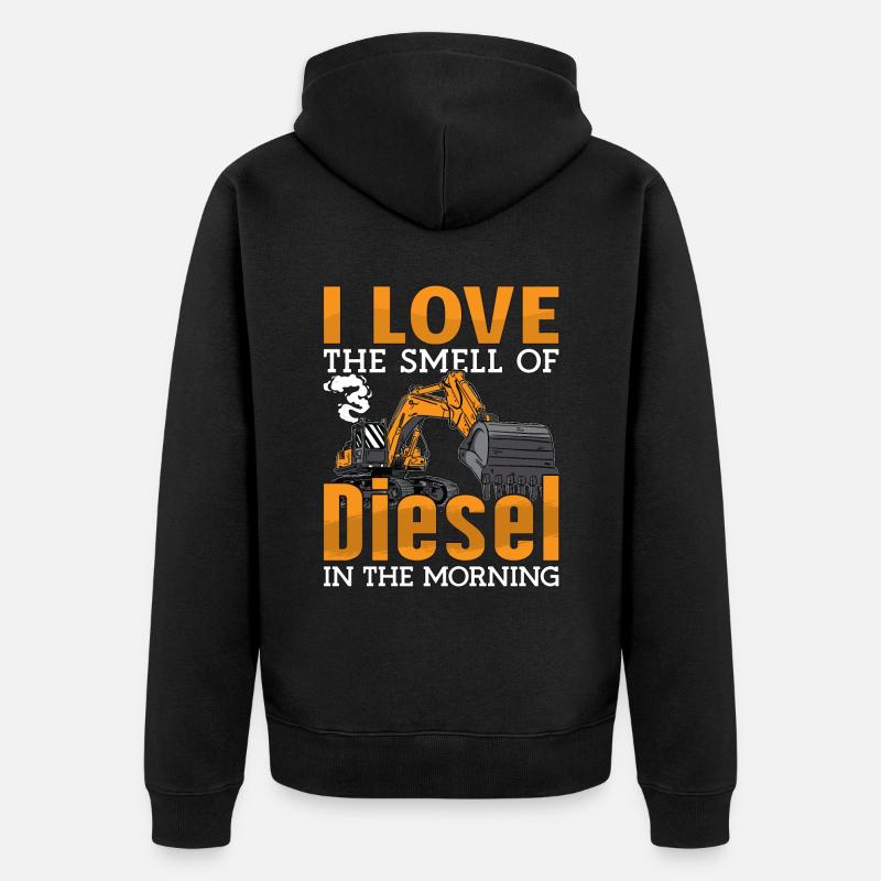 Baggern Baggerfahrer Bagger Bauarbeiter Geschenk - Unisex Premium Bio Zip Hoodie - Schwarz