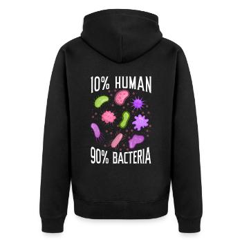 10% Human 90% Bacteria Science Microbiology - Unisex Premium Organic Zip Hoodie - black - Back - Nico (187cm)