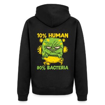 10% Human 90% Bacteria Science Microbiology - Unisex Premium Organic Zip Hoodie - black - Back - Nico (187cm)