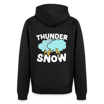 Thunder Snow Lover Eiskalte verschneite Wintersaison - Unisex Premium Bio Zip Hoodie - Schwarz - Hinten - Nico (187cm)
