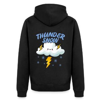Thunder Snow Lover Eiskalte verschneite Wintersaison - Unisex Premium Bio Zip Hoodie - Schwarz - Hinten - Nico (187cm)