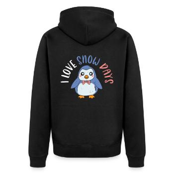 J’aime les jours de neige Froid glacé Pingouin d’hiver enneigé - Veste à capuche bio Premium Unisexe - noir - Dos - Nico (187cm)