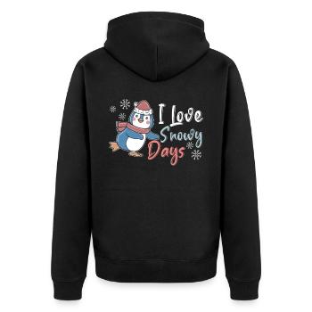 J’aime les jours de neige Froid glacé Pingouin d’hiver enneigé - Veste à capuche bio Premium Unisexe - noir - Dos - Nico (187cm)