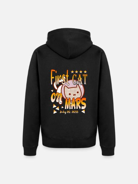 First Cat on Mars - Unisex Premium Organic Zip Hoodie - black