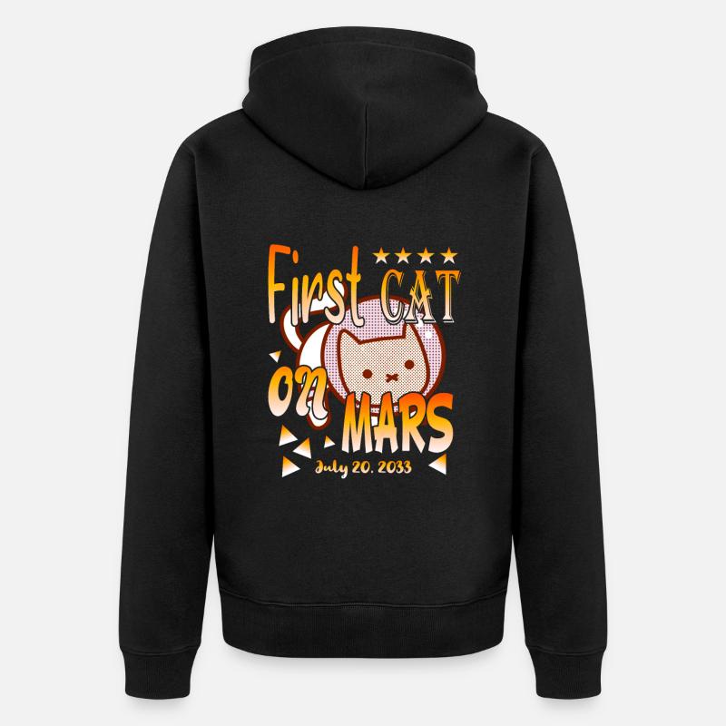 First Cat on Mars - Unisex Premium Organic Zip Hoodie - black