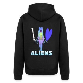 I love aliens - Unisex Premium Organic Zip Hoodie - black - Back - Nico (187cm)