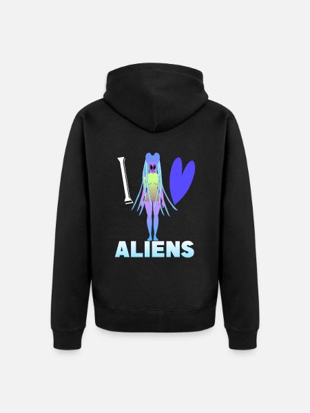I love aliens - Unisex Premium Organic Zip Hoodie - black
