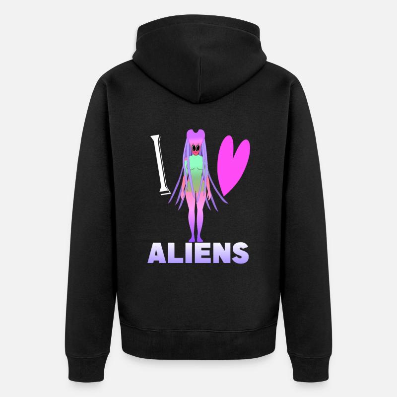 J’aime les extraterrestres - Veste à capuche bio Premium Unisexe - noir