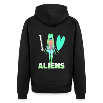 I love aliens - Unisex Premium Organic Zip Hoodie - black - Back - Nico (187cm)
