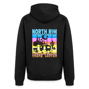 North Rim Grand Canyon Camping - Unisex Premium Bio Zip Hoodie - Schwarz - Hinten - Nico (187cm)