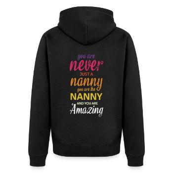 Sie Sind Nie Nur Ein Kindermädchen, Für Das Sie - Unisex Premium Bio Zip Hoodie - Schwarz - Hinten - Nico (187cm)