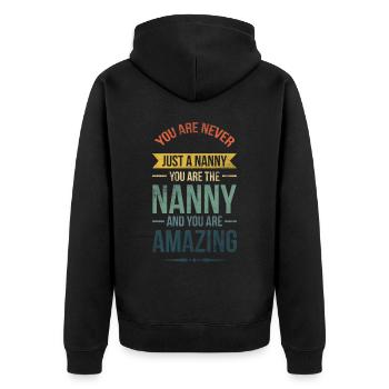 You are never just a nanny for whom you - Unisex Premium Organic Zip Hoodie - black - Back - Nico (187cm)
