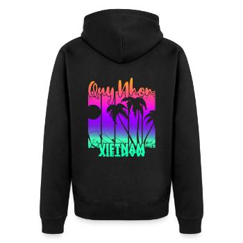 Quy Nhon Vietnam - Unisex Premium Organic Zip Hoodie - black - Back - Nico (187cm)