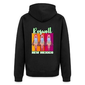 Roswell New Mexico - Unisex Premium Bio Zip Hoodie - Schwarz - Hinten - Nico (187cm)