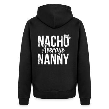 Nacho, Durchschnittliches Kindermädchen Für - Unisex Premium Bio Zip Hoodie - Schwarz - Hinten - Nico (187cm)