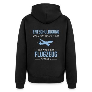Flugzeug Luftfahrt Flieger Planespotter Idee - Unisex Premium Bio Zip Hoodie - Schwarz - Hinten - Nico (187cm)