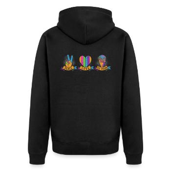 Crème glacée Peace Love pour les fans de bonbons surgelés - Veste à capuche bio Premium Unisexe - noir - Dos - Nico (187cm)