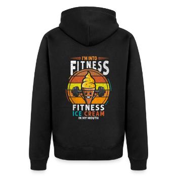 Ich Stehe Auf Fitness Eiscreme In For Frozen - Unisex Premium Bio Zip Hoodie - Schwarz - Hinten - Nico (187cm)