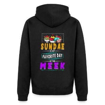 Eisbecher Ist Mein Lieblingstag Der Woche Für - Unisex Premium Bio Zip Hoodie - Schwarz - Hinten - Nico (187cm)