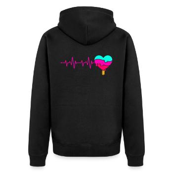 Herzschlag-eiscreme Für Gefrorene Süße Fans - Unisex Premium Bio Zip Hoodie - Schwarz - Hinten - Nico (187cm)