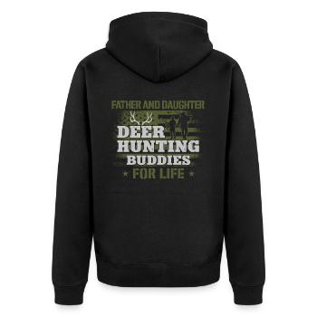 Buck Deer Hunting Hunter Father - Unisex Premium Bio Zip Hoodie - Schwarz - Hinten - Nico (187cm)