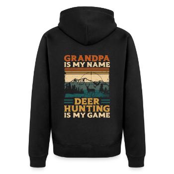 Buck Deer Hunting Hunter - Unisex Premium Bio Zip Hoodie - Schwarz - Hinten - Nico (187cm)