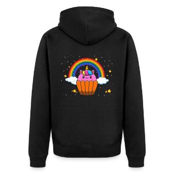 Cupcake licorne pour les boulangers ou les amateurs de pâtisserie - Veste à capuche bio Premium Unisexe - noir - Dos - Nico (187cm)