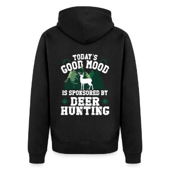 Buck Deer Hunting Hunter Today's - Unisex Premium Organic Zip Hoodie - black - Back - Nico (187cm)
