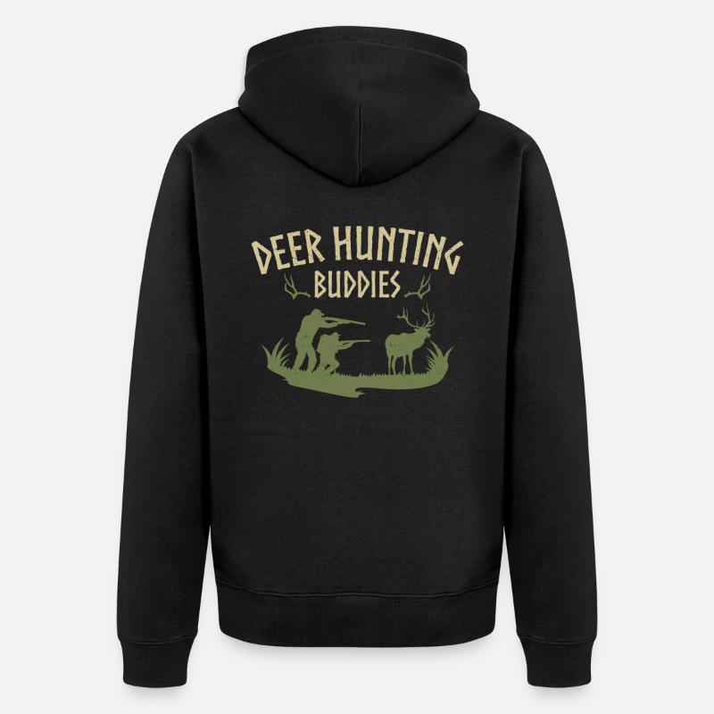 Buck Deer Hunting Hunter Deer - Unisex Premium Bio Zip Hoodie - Schwarz